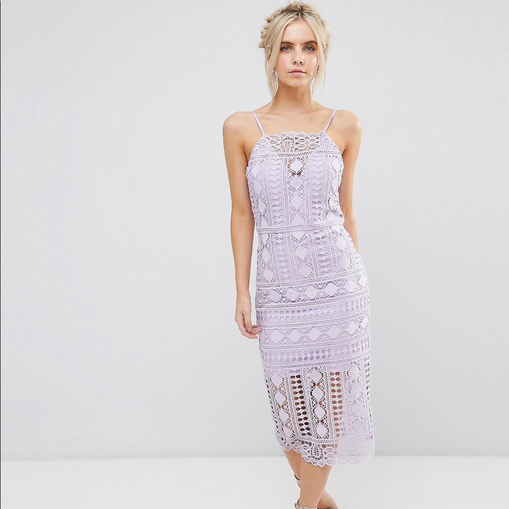 ASOS Lavender Lace Midi Dress - Picture 4 of 6